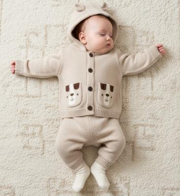 RBJ15452  True Knit Teddy Hooded cardigan & Trousers  (6-9 months)