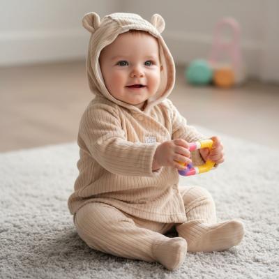 RBJ15544B  Ribbed velour jacket and trousers  (newborn - 6 months)