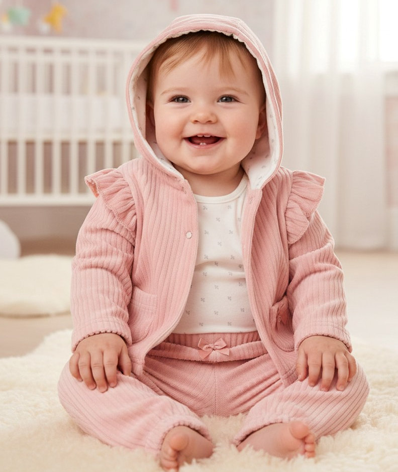 Rock a bye boutique J15755 * RBJ1555 Chunky Rib Velour Jacket, trousers & Body(3 & 6 months)