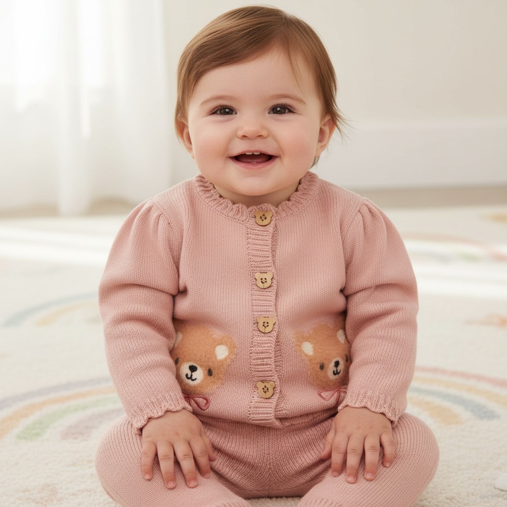 Rock a bye boutique J15761 * RBJ15761 True Knit Teddy Cardigan & Trousers (6-9 months)