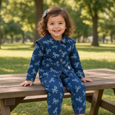 LJJ16166  Denim "Bows" Outfit  (9-24 months)