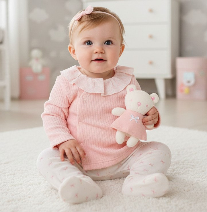 Rock a bye boutique J16231 * RBJ16231 Rib Velour Top,Trouser &Toy(3 & 6 months)