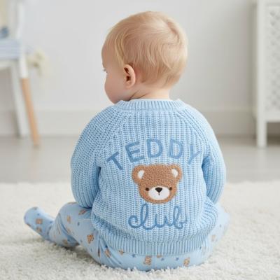 RBJ16587S  Sky Blue "Teddy Club" Cardigan  (0-12 months)