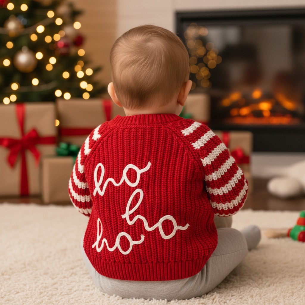 Rock a bye boutique J16590 * RBJ16590R Red "ho Ho ho" Cardigan (0-12 months)