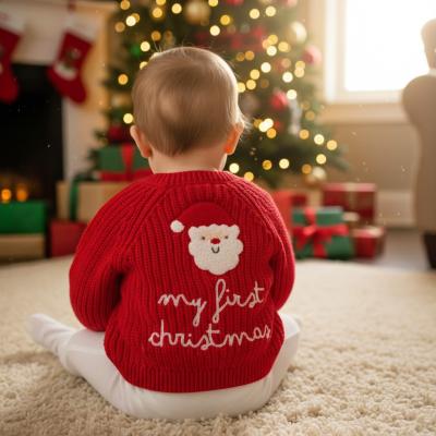 RBJ16591R  Red "First Christmas " Cardigan  (0-12 months)