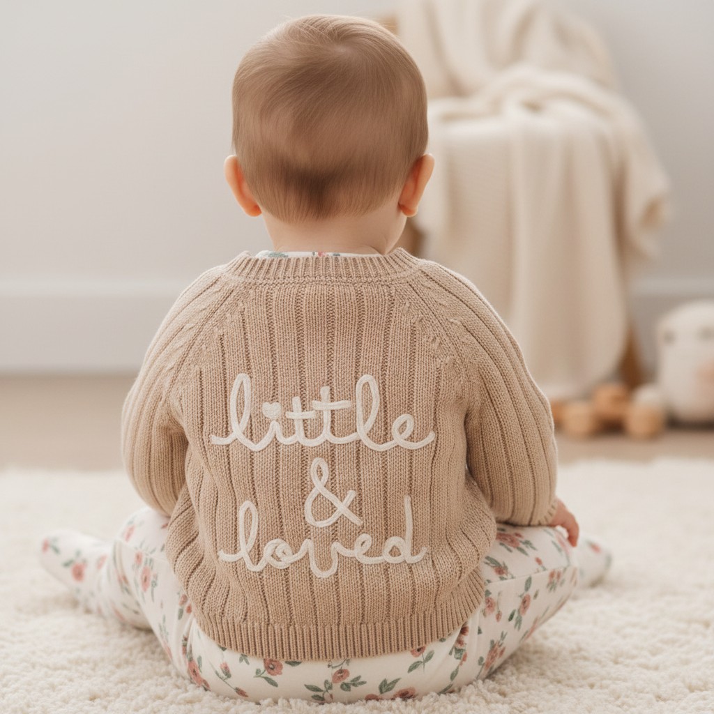 Rock a bye boutique J16593 * RBJ16593Be Beige "Little & Loved" Cardigan (0-12 months)