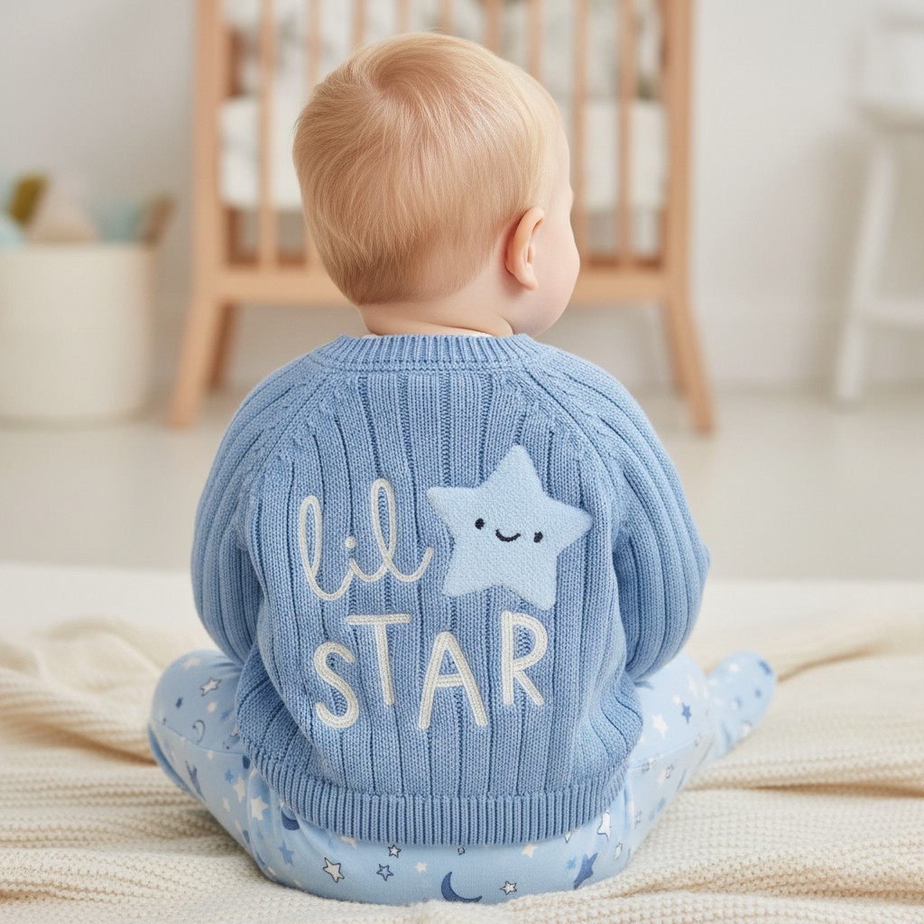 Rock a bye boutique J16595 * RBJ16595B Blue "Lil Star" Cardigan (0-12 months)