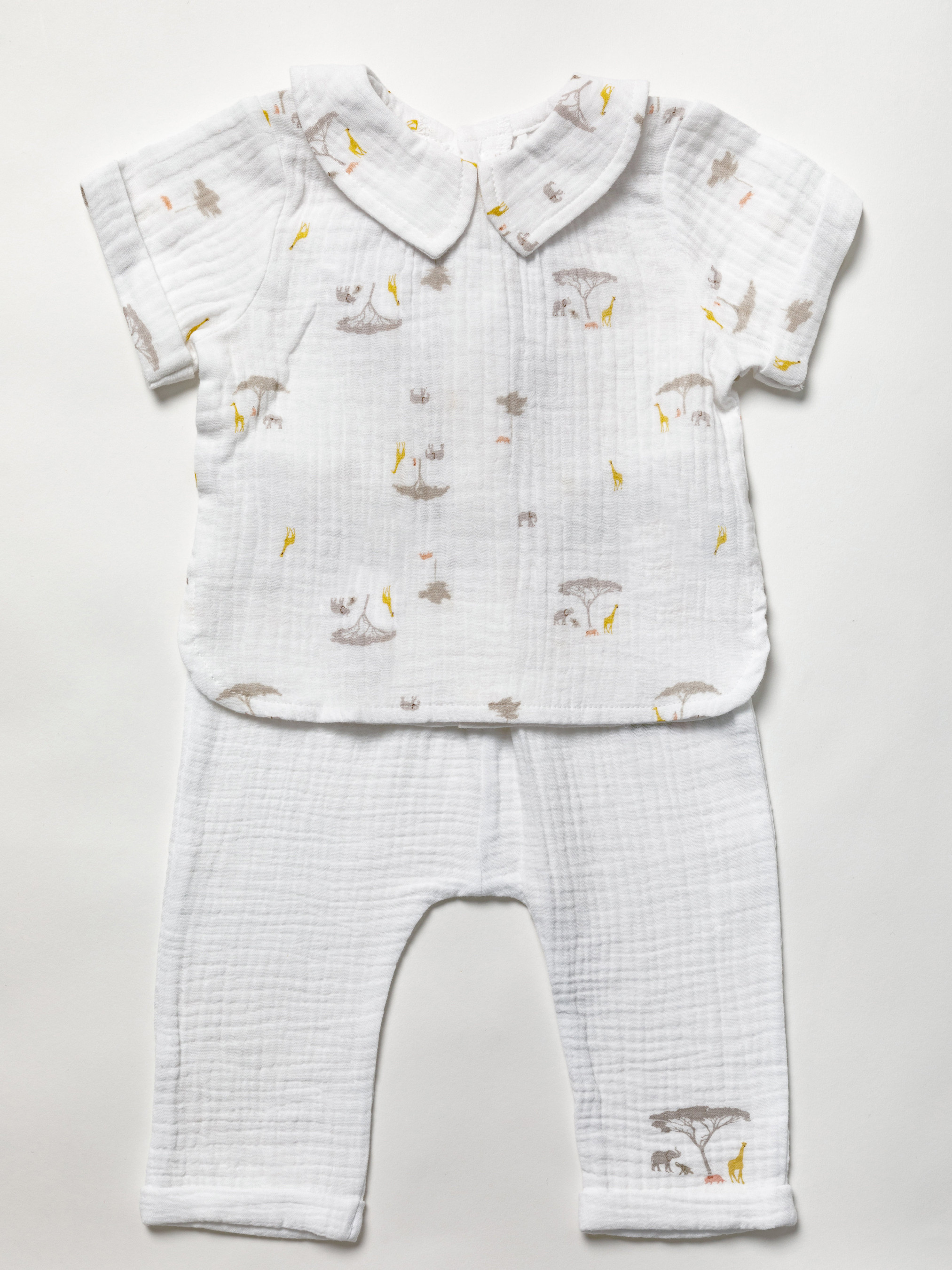 Rock a bye boutique W22962  RBW22962 Crinkle Muslin "Safari Animals" Two Piece(0-12 months)