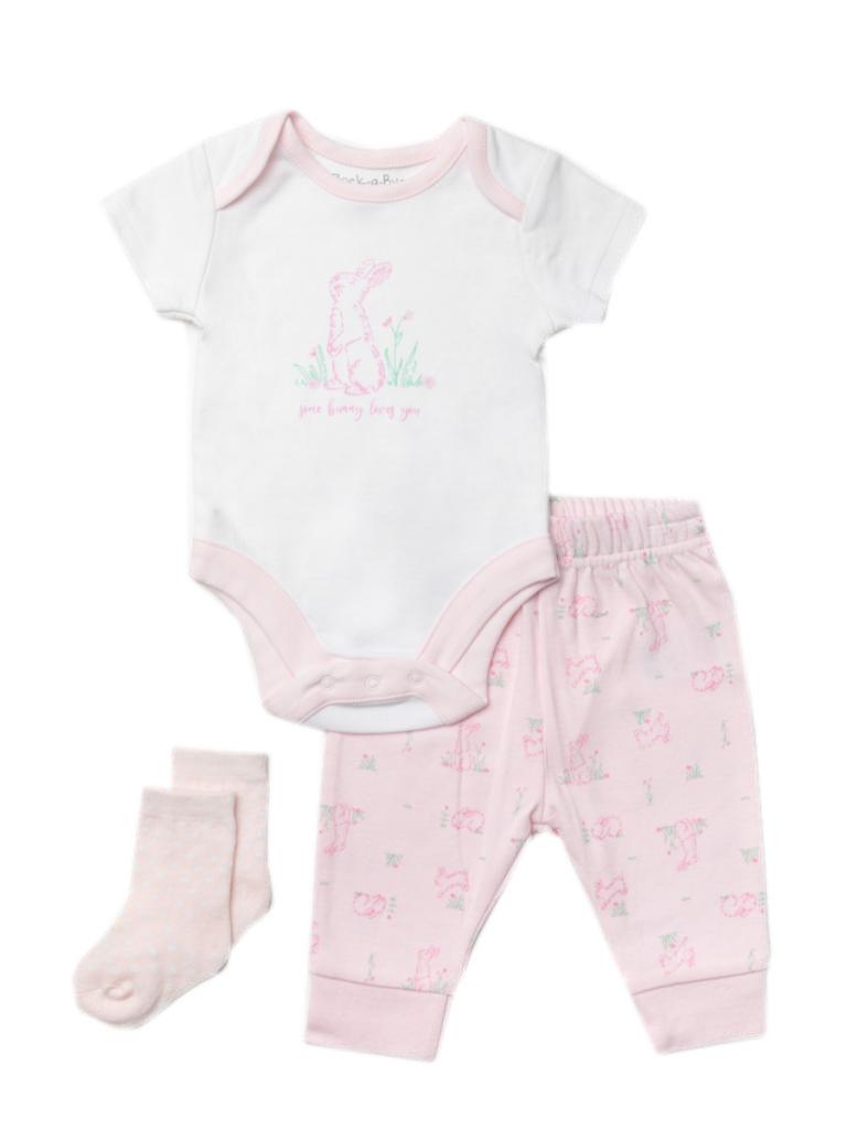Rock a bye boutique  5056448246291 RBW23391 Bunny three piece  (0-12months)