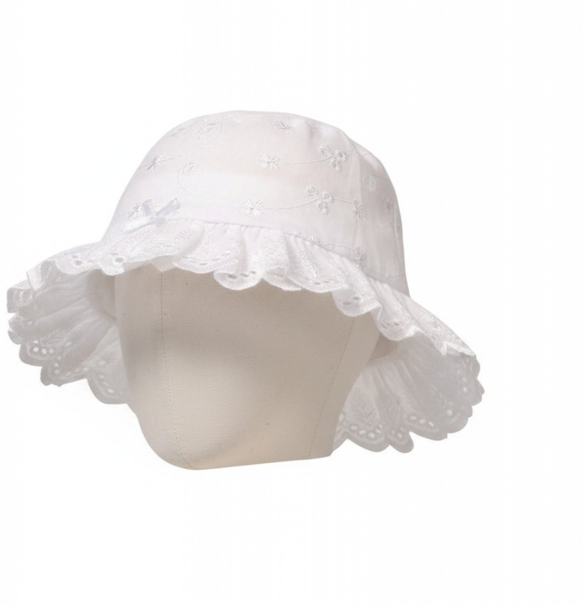 Snuggle Baby BW-0503-0633P  SB0503-0644-W White  Broderie Anglaise Summer Hat (0-12 months)