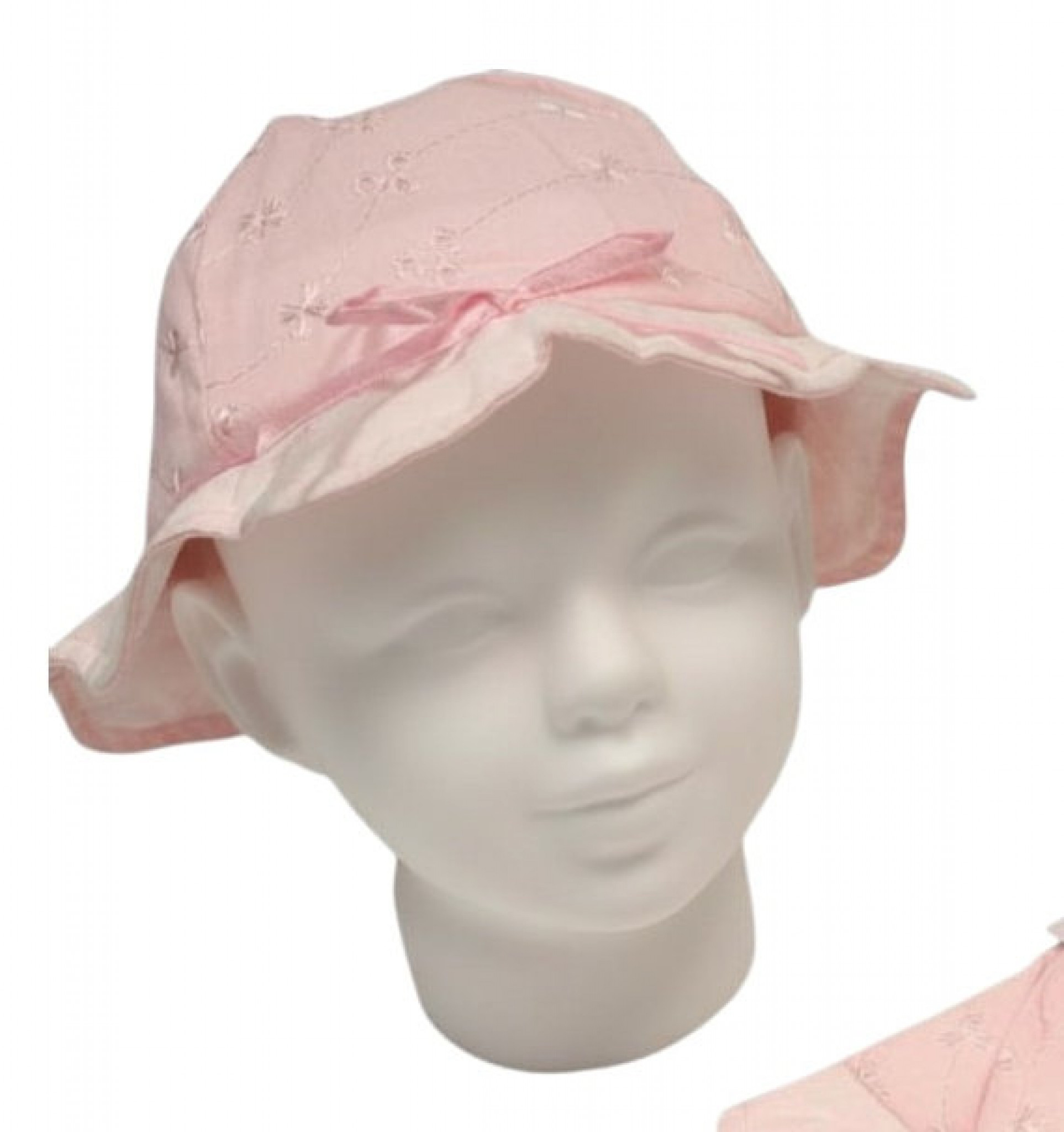 Snuggle Baby BW-0503-0645W  SB0503-0645-P Pink  Broderie Anglaise Summer Hat (0-12 months)