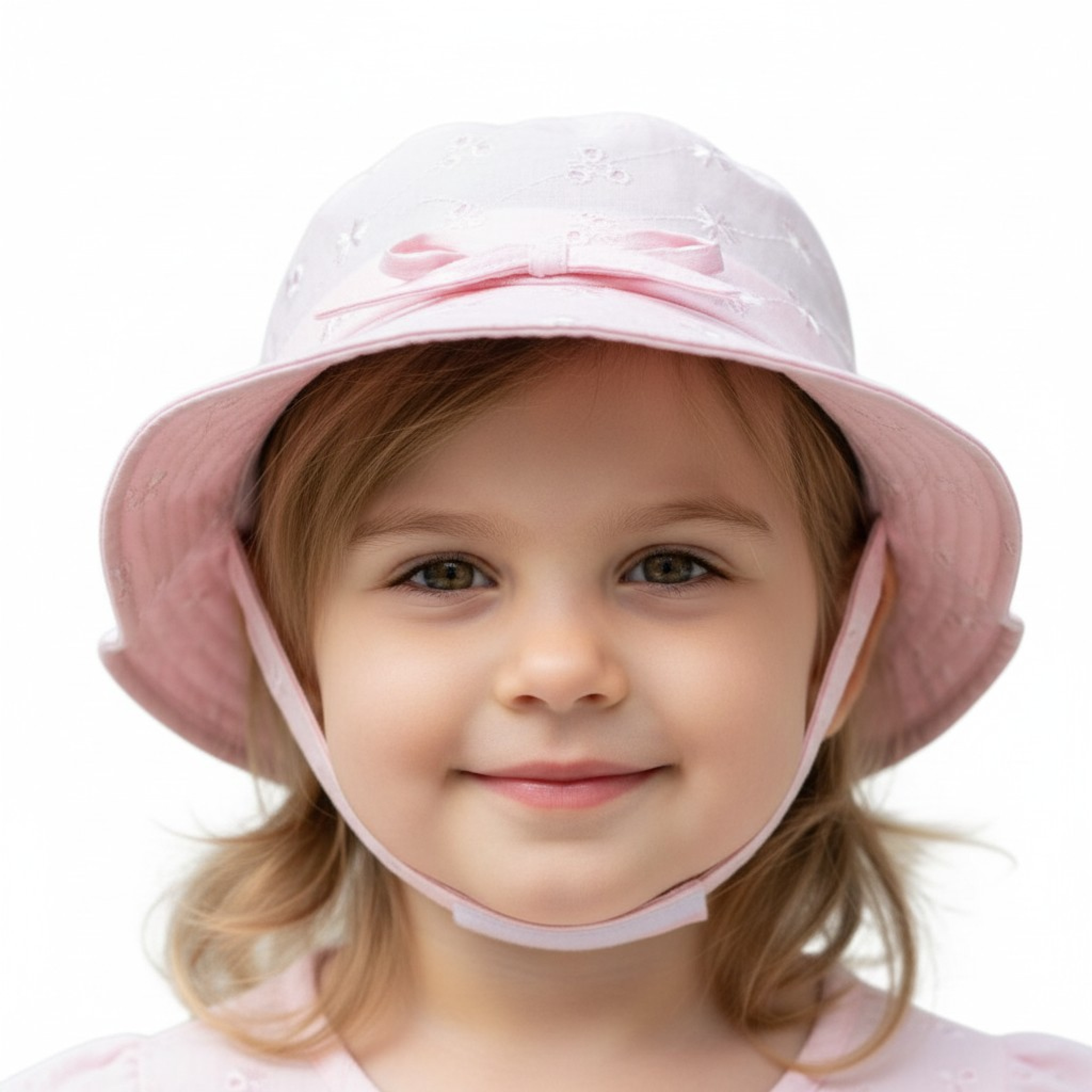 Snuggle Baby BW-0503-0645W  SB0503-0645P Pink  Broderie Anglaise Summer Hat (0-12 months)