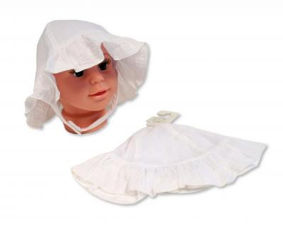 Snuggle Baby BW-0503-0633W 5035320126333 SB0503-633-W White Muslin Summer Hat (0-12 months)