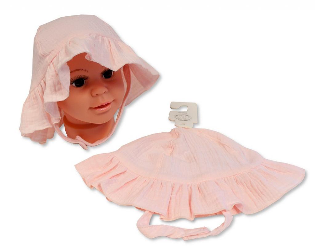 Snuggle Baby BW-0503-0633P 5035320426334 SB0503-633P Pink Muslin Summer Hat (0-12 months)