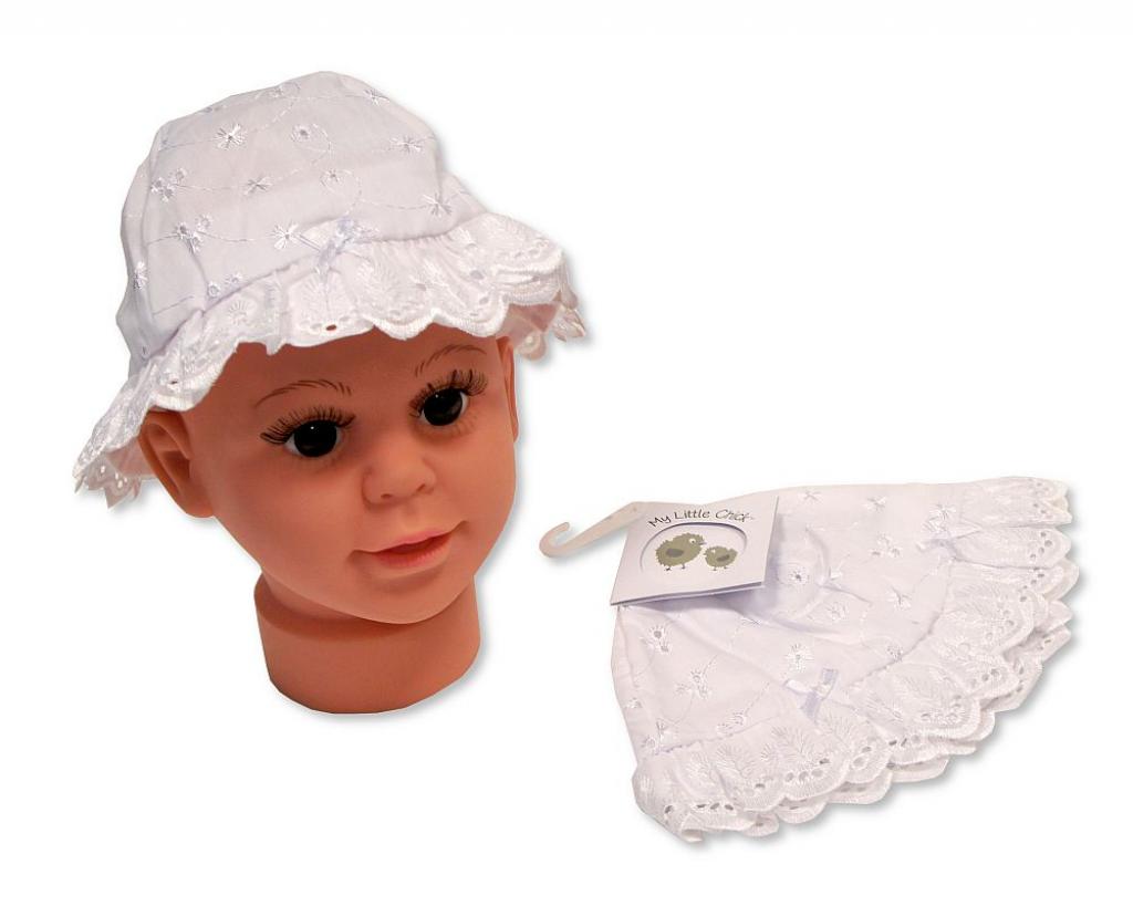 Snuggle Baby BW-0503-0633P  SB0503-0644W White  Broderie Anglaise Summer Hat (0-12 months)