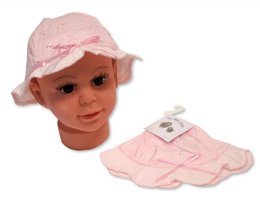 Snuggle Baby BW-0503-0645W  SB0503-0645P Pink  Broderie Anglaise Summer Hat (0-12 months)