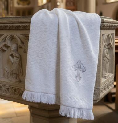 SB110-063S  Christening Lace Shawl with Silver Embroidery 
