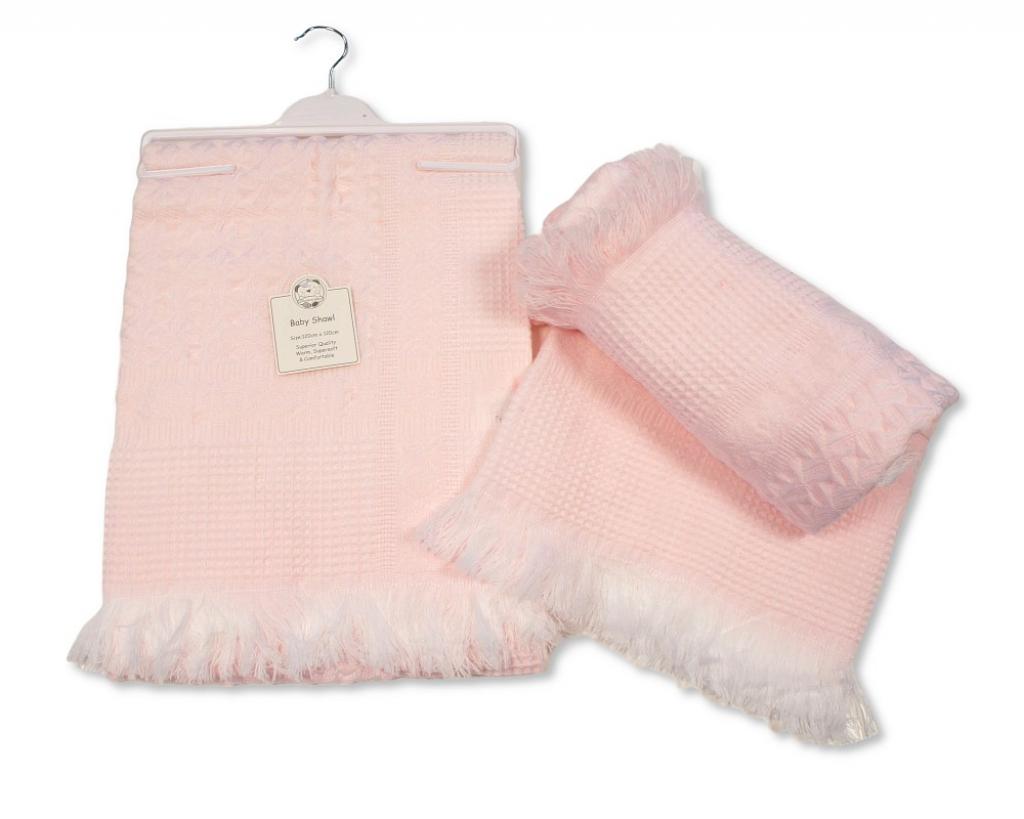 Snuggle Baby  5035320400334 SB110-033P Pink Shawl with Fringe