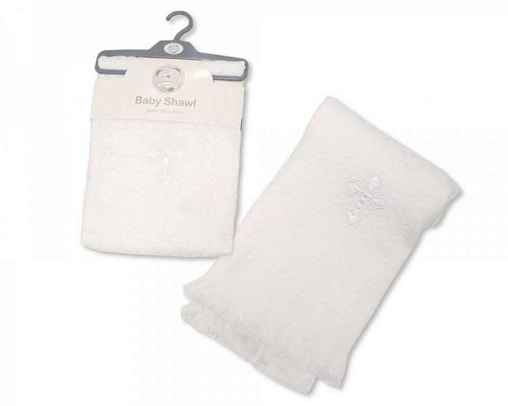 Snuggle Baby  5035320100630 SB110-063W Christening Lace Shawl with White Embroidery