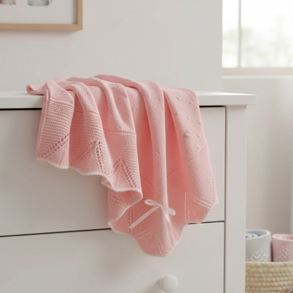 Snuggle Baby BW-110-394P 503532040346 SB110-394-P Pink Knitted Shawl