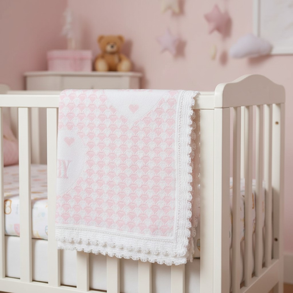 Snuggle Baby 110-414 5035320404141 SB110-414-P Pink "Baby and Hearts" Shawl