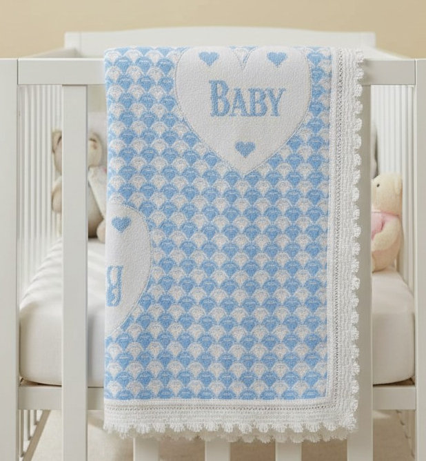 Snuggle Baby 110-414 5035320604145 SB110-414-S Sky "Baby and Hearts" Shawl