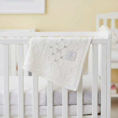 SB110-421-W  White/Silver "Rosebud and Bow" Shawl 