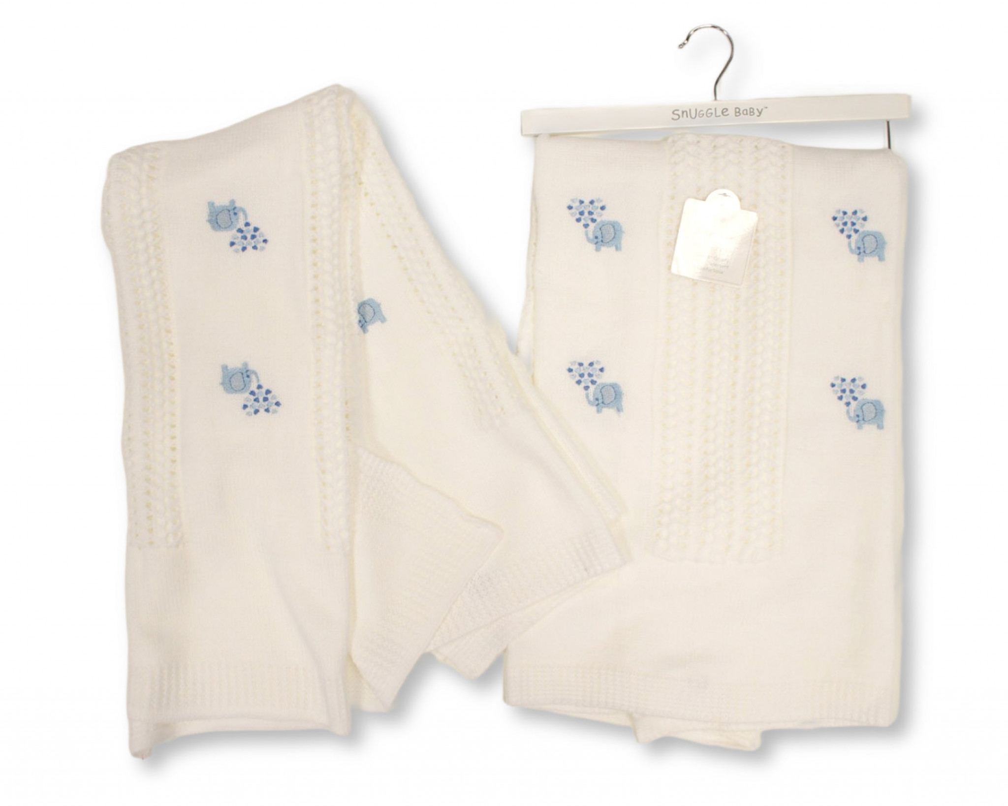 Snuggle Baby  5035320604251 SB110-425B Sky "Elephant" Shawl with Fringe