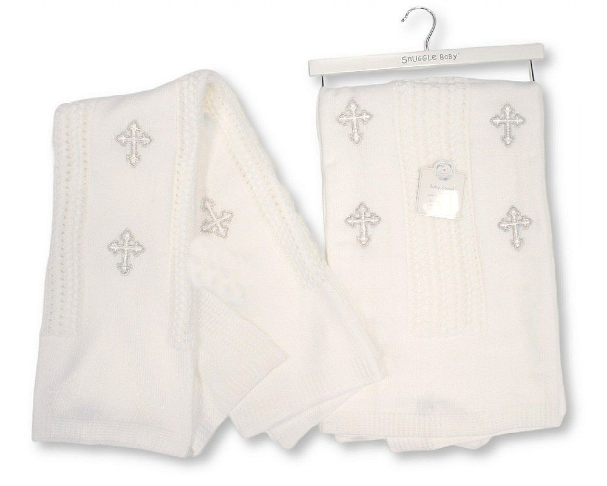 Snuggle Baby  5035320604268 SB110-426 Christening Shawl with Silver Embroidery