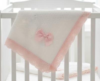 SB110-428P  Cotton lace trimmed  Bow  Shawl 