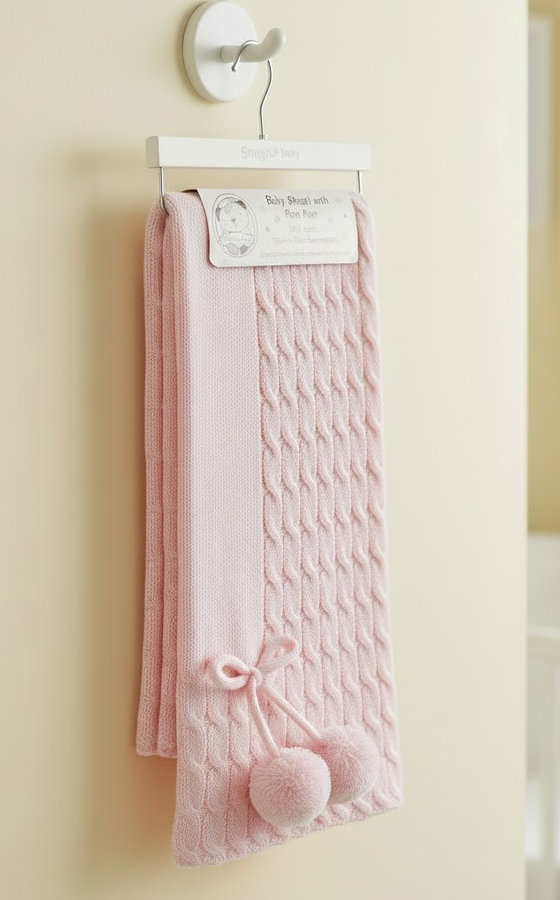 Snuggle Baby SB110-429P Pink "Pom Pom" Shawl