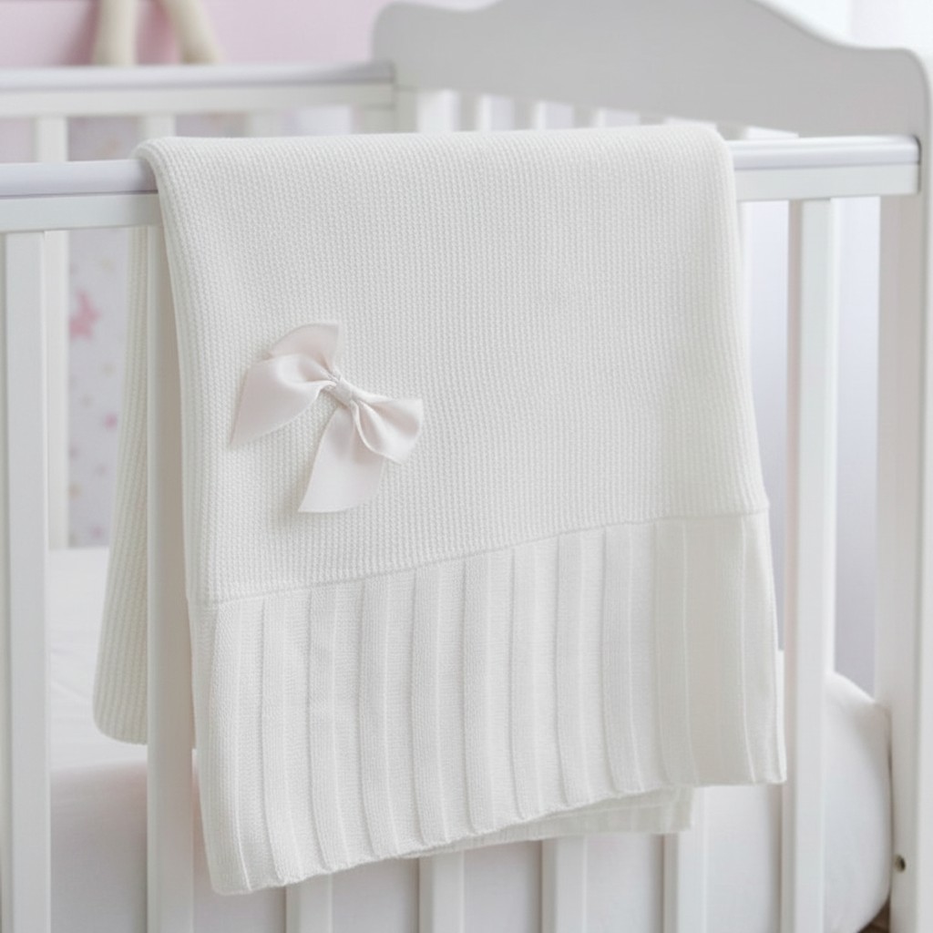 Snuggle Baby BW-110-430W 503532010430 0 SB110-430-W Square White  Bow  Shawl