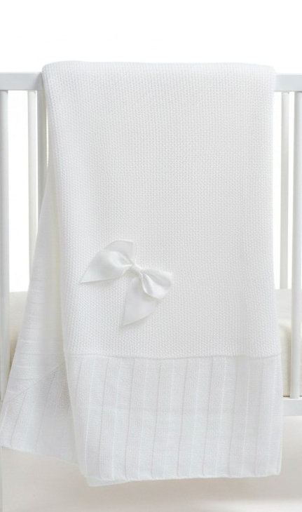 Snuggle Baby BW-110-430W  SB110-430W Square White  Bow  Shawl