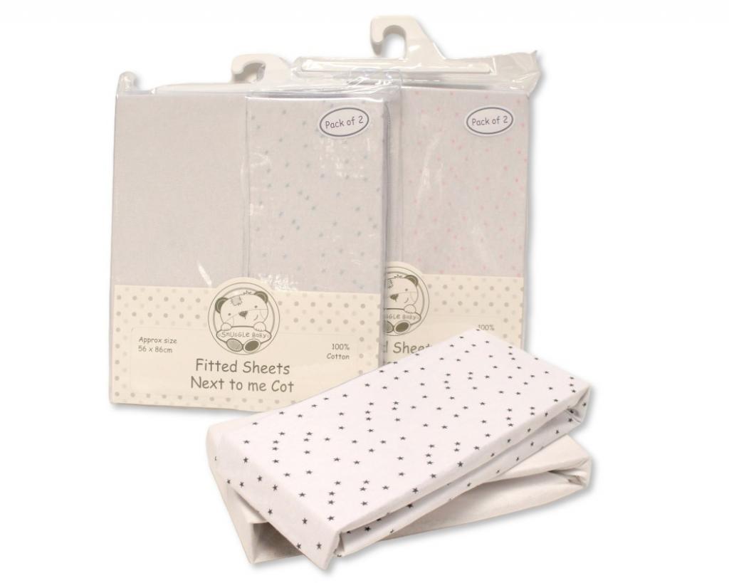 Snuggle Baby 111-235  SB111-239 Next to Me "Star" Crib Sheets 2 Pack (Choose Colour)