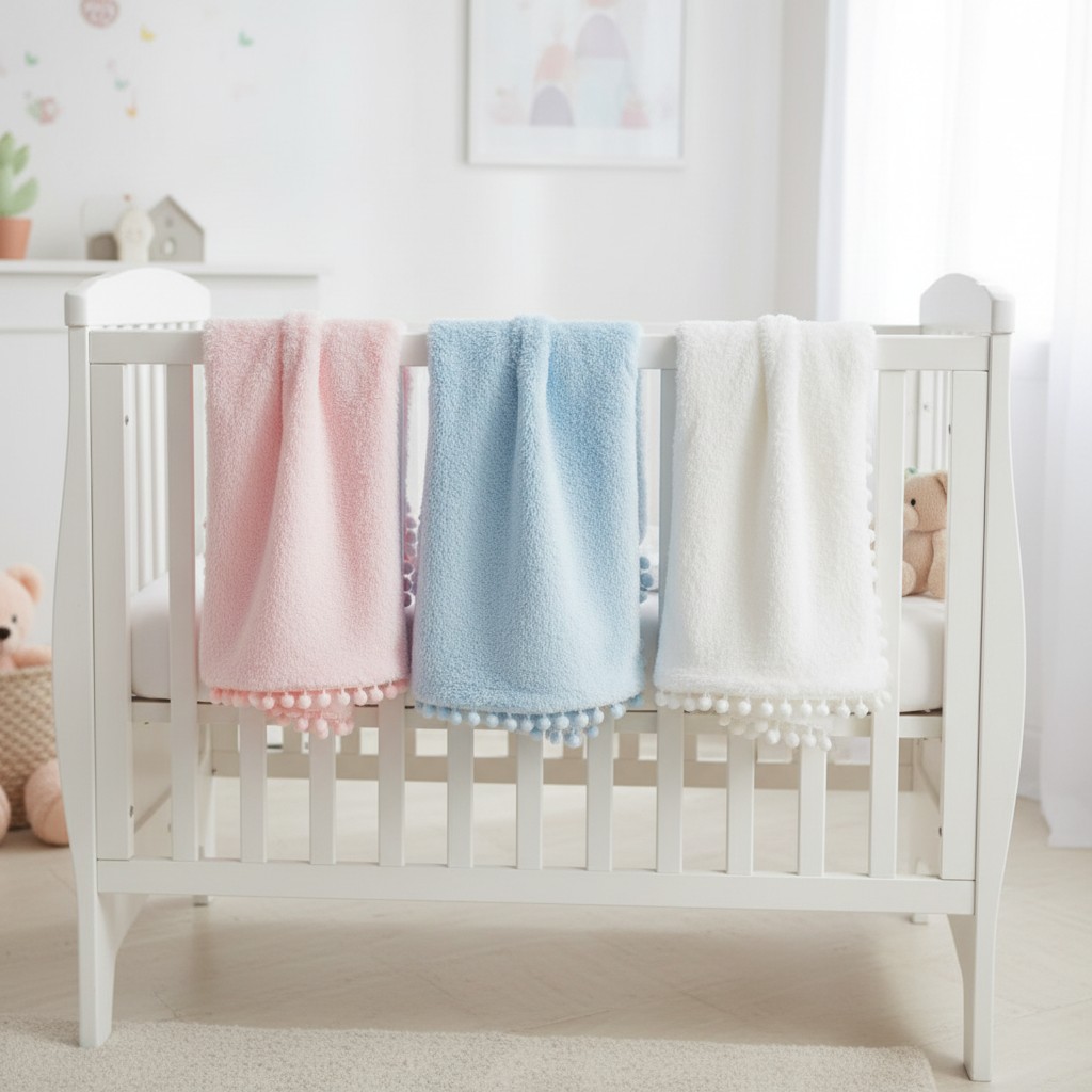 Snuggle Baby  5035320120043 SB112-1004 Pom Pom Edged Wrap (Choose colour)