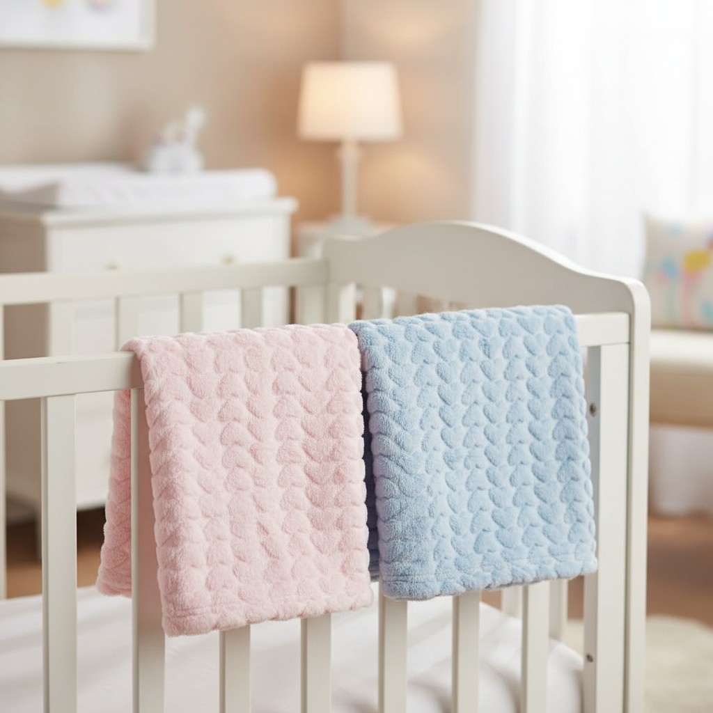 Snuggle Baby 112-2017 Pink =5035320620176,  Sky=5035320420172 SB112-2017 Jacquard Hearts Wrap (choose colour)