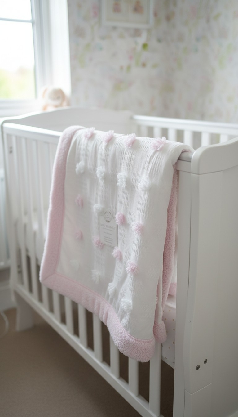 Snuggle Baby BW-112-1021P/S * SB112-2021 Boxed 3D Pom Pom Pram Blanket (Choose Colour)