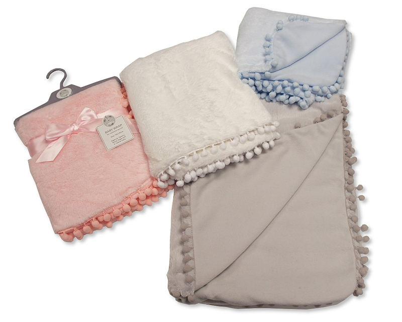 Snuggle Baby  5035320120043 SB112-1004 Pom Pom Edged Wrap (Choose colour)