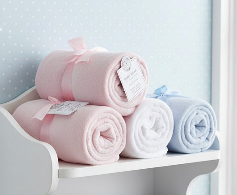 Snuggle Baby China Pink=5035320410517 ,Sky Blue =5035320610511, Grey =5035320710518 ,White=5035320110516 SB112-1051-ROLL Plain Fleece Roll Wrap (choose colour)