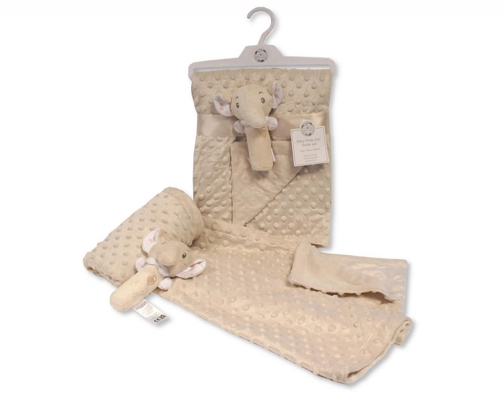 Snuggle Baby Bw-112-1099T 5035320210985 SB112-1099T Taupe Bubble Wrap and "Elephant" Stick Rattle