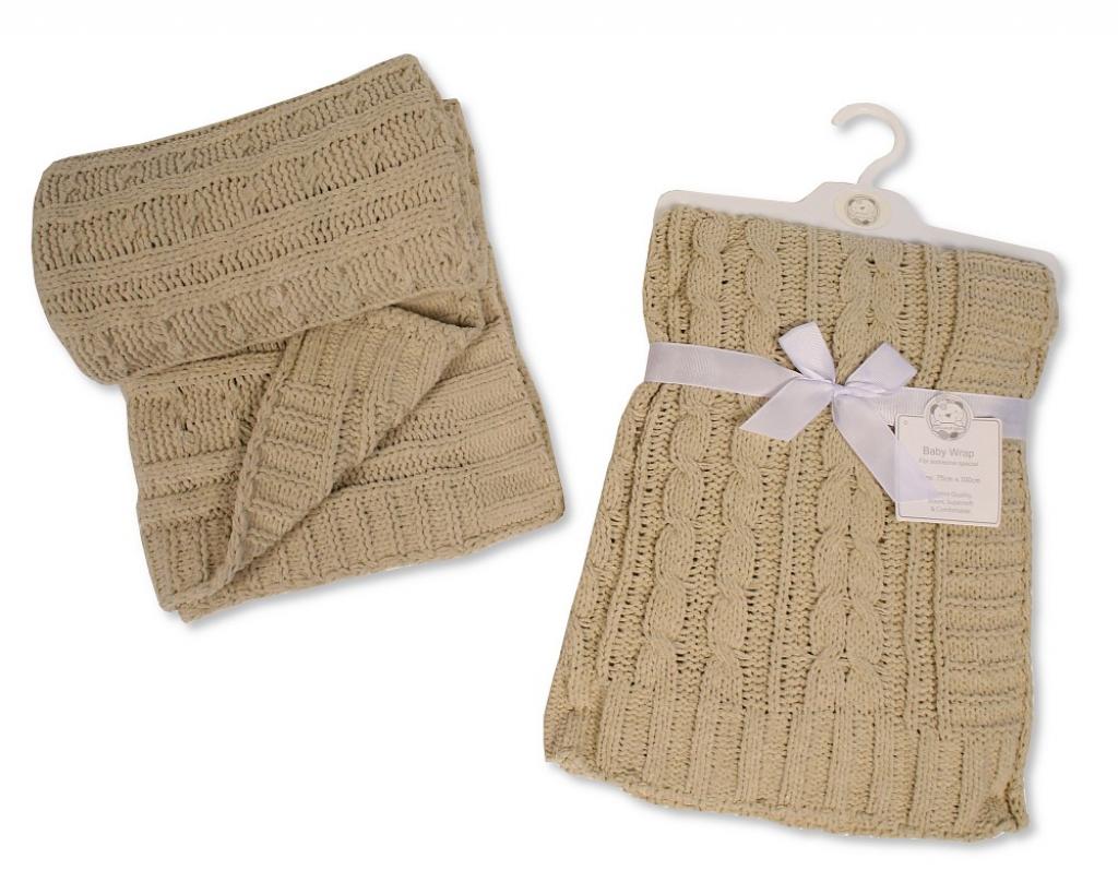 Snuggle Baby BW-112-2001 5035320220017 SB112-2001T Taupe Chenille Cable Knit Wrap