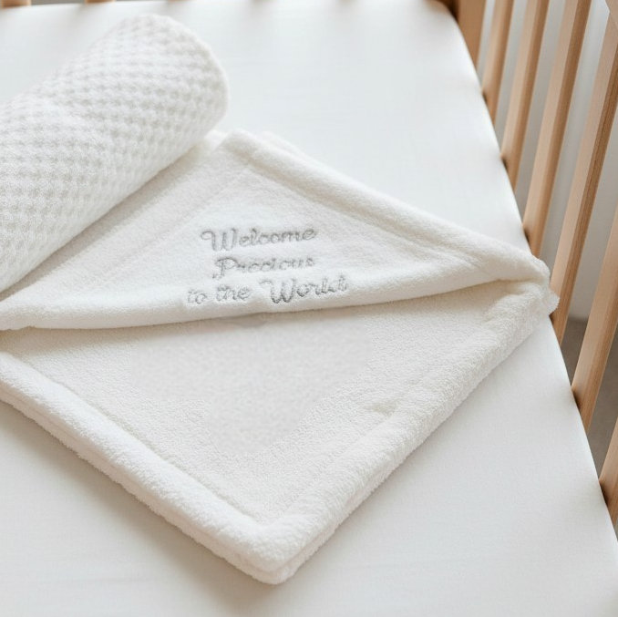 Snuggle Baby BW-112-2011W 5035320120119 SB112-2011-W "Welcome Precious" Layered Waffle Wrap