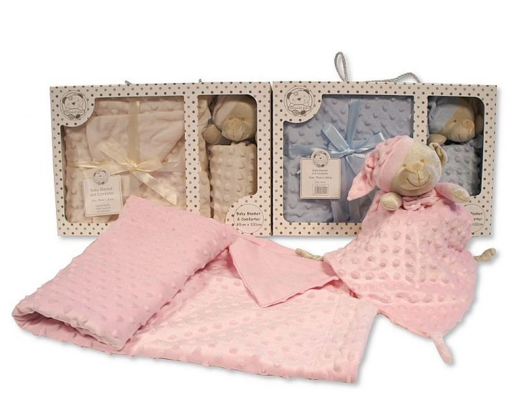 Snuggle Baby BW-112-2024 Pink = 503532042012, Blue = 503532062012, Taupe = 503532022012 SB112-2012 Boxed Blanket and Comforter Set (Choose Colour)