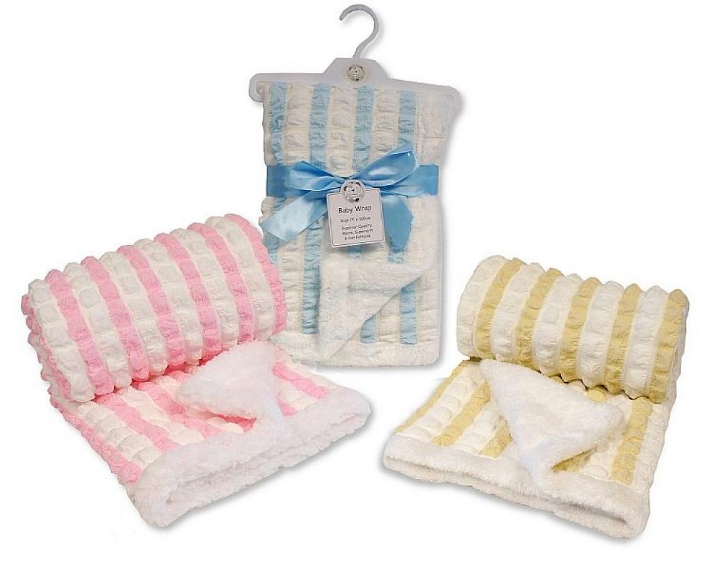 Snuggle Baby 112-2018 Pink = 5035320220185, Sky = 5035320420189, Taupe = 5035320620183 SB112-2018 Striped Wrap (choose colour)