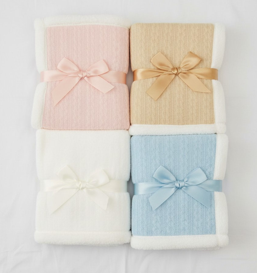 Snuggle Baby BW-112-2024 Pink = 5035320420233, Blue = 5035320620237, Taupe = 5035320220239, White = 5035320120232 SB112-2023A Double Layer Knit Wrap with Fur Trim (Choose Colour)