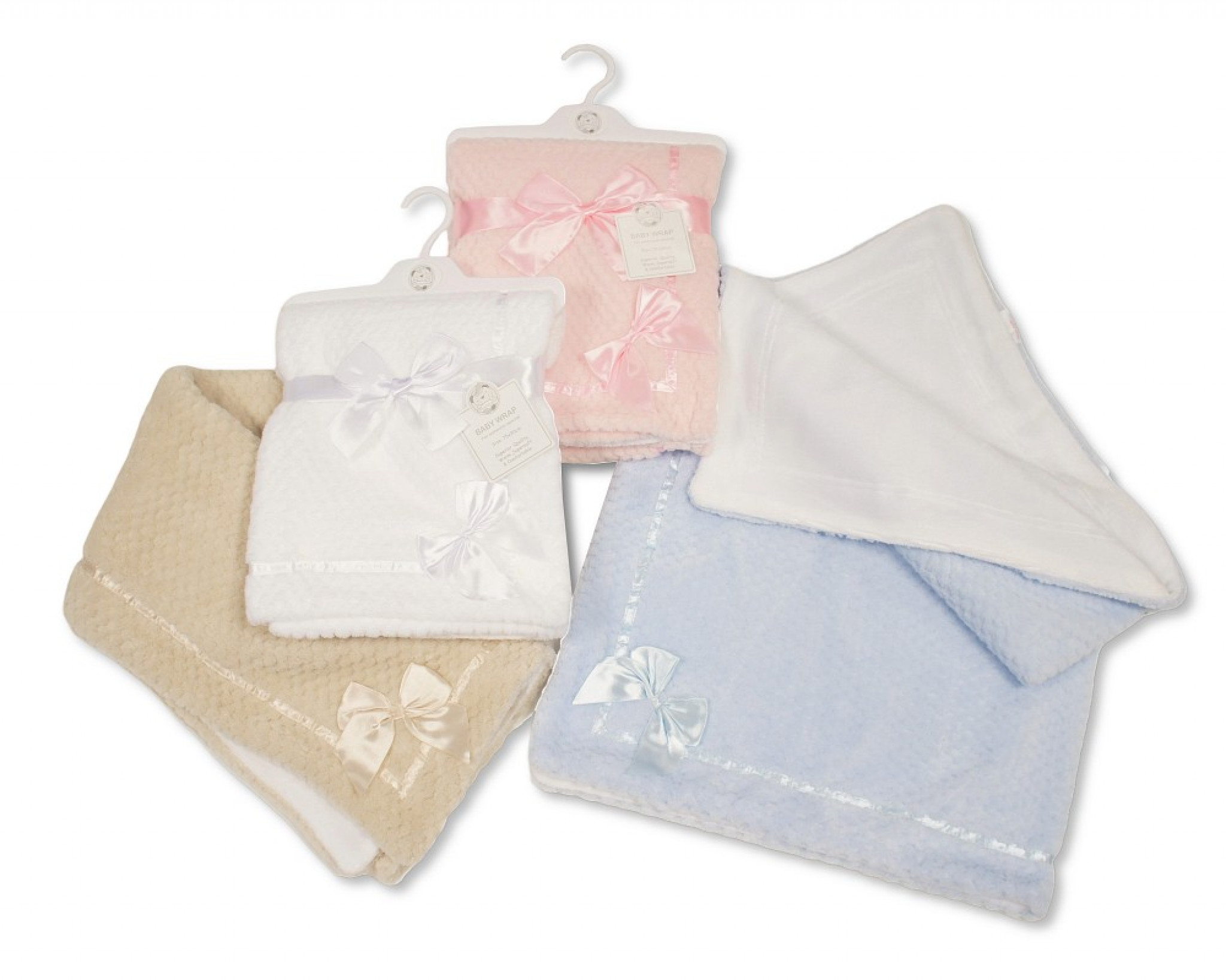 Snuggle Baby BW-112-2026 White=503532012026 3 , Pink= 503532042026 4 , Taupe=503532022026 0 SB112-2026L Waffle and Sherpa Bow Wrap (Choose colour)
