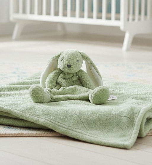 Snuggle Baby D06333 5035320820439 SB112-2043SG  Sage green Bunny Rabbit Comforter & Blanket