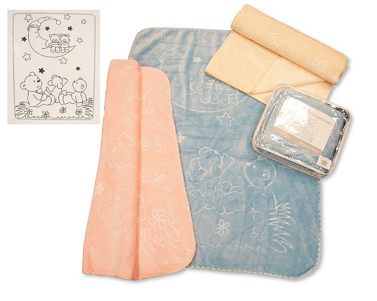 Snuggle Baby Bw-112-812 Pink= 503532024812 7,  Sky =503532026812 5 , Cream= 503532022812 9 SB112-812 "Bear" Cot Blanket (choose)