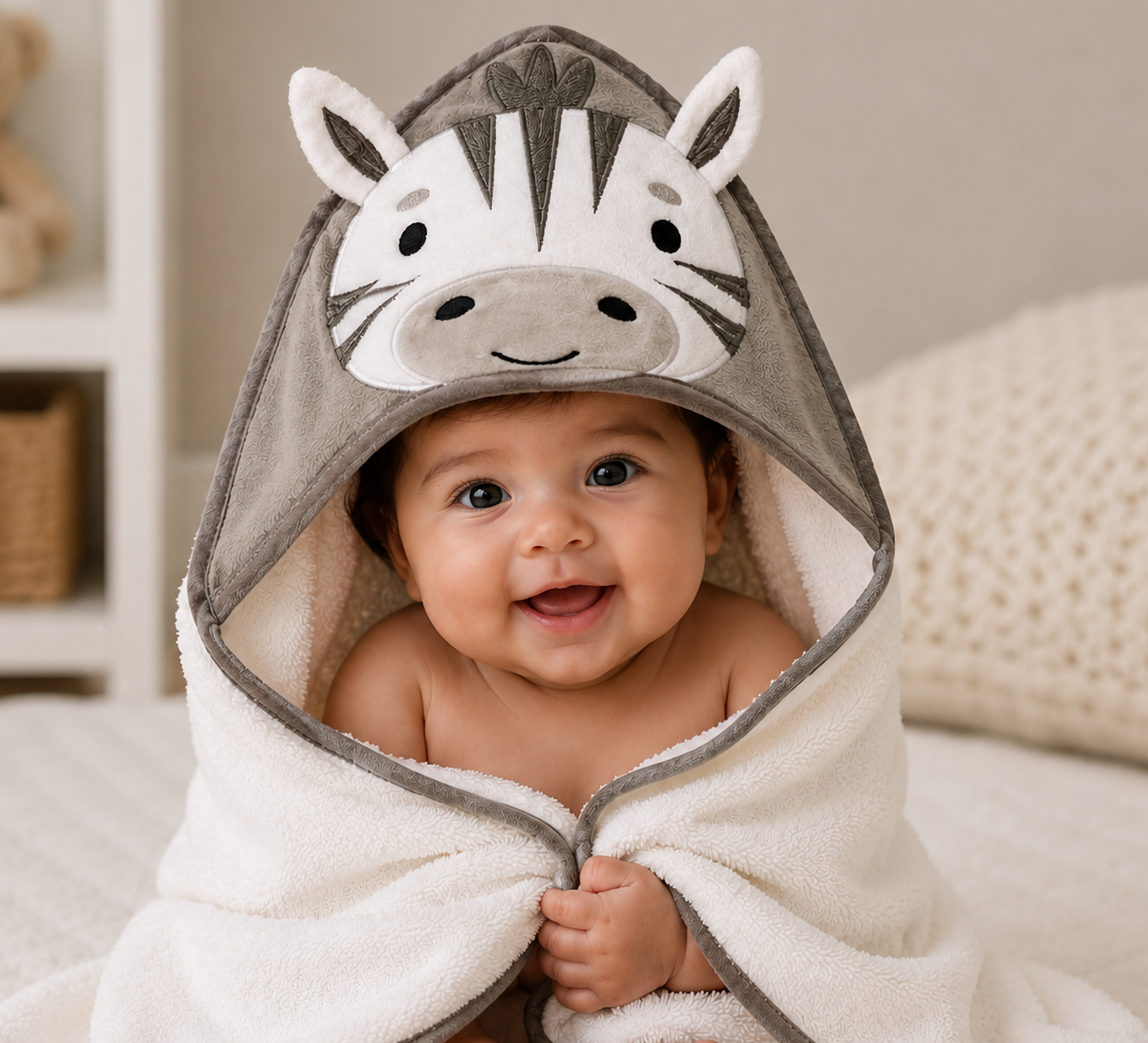 Snuggle Baby BW-120-024 5035320412047 SB120-024G "Zebra" Hooded Towel