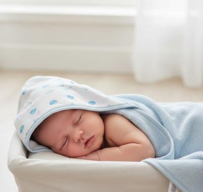 SB120-101B    "Elephant" Hooded Towels Sky/White 